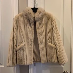 Vintage Mink fur coat lined small taupe short